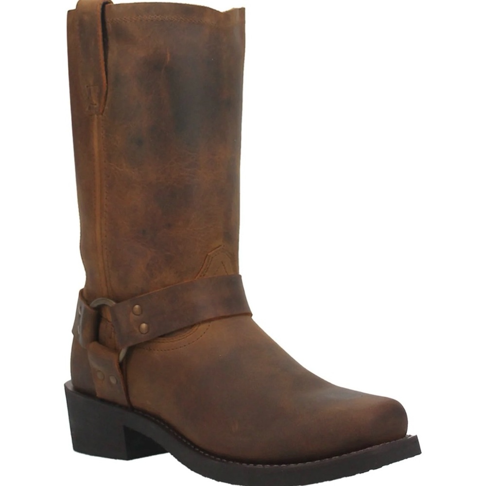 Dingo Men's Dark Brown Dean Leather Harness Boots, Size 10